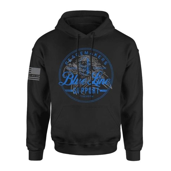 HOWITZER MENS BLUE 'BACK THE BLUE' DISTRESSED GAPHIC HOODIE - NWOT - - Picture 1 of 9